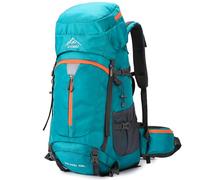 CINGHI LUSSO Hiking Backpack 60L Nylon Rucksack for Men Women Waterproof Travel Backpacks Outdoor Camping Bag with Rain Cover (Lake Blue)
