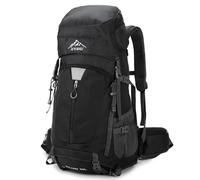 CINGHI LUSSO Hiking Backpack 60L Nylon Rucksack for Men Women Waterproof Travel Backpacks Outdoor Camping Bag with Rain Cover (Black)