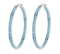 CiNily Mult-colors Crystal Stainless Steel Hoop Earring for Women Hypoallergenic Jewelry for Sensitive Ears Large Big Hoop Earrings 2", Stainless Steel, created turquoise