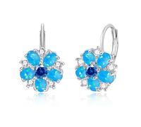 CiNily Opal Flower Earrings for Women Hypoallergenic Dangle Drop Earring, Multicolor Opal Short Drop Ear Rings Unique Earrings for Girls, 14K White Gold | Rose Gold | Gold Plated, White Gold Plated