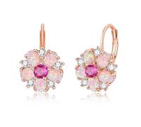 CiNily Opal Flower Earrings for Women Hypoallergenic Dangle Drop Earring, Multicolor Opal Short Drop Ear Rings Unique Earrings for Girls, 14K White Gold | Rose Gold | Gold Plated, Rose Gold Plated