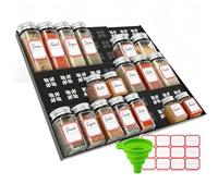 Cinimy Spice Drawer Organiser - 3 Tier Expandable Spice Rack Insert for Drawers, Kitchen, Countertops, Cabinet, Adjustable Seasoning Jars Holder with 60 Labels & Silicone Funnel, No Jars, Black