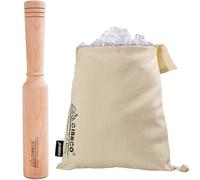 CINKCO Wooden Muddler Mallet Lewis Bag Set Heavy Duty Crushing Tools Kit Ice Hammer and Canvas Ice Crushing Bag for Making Cocktails Drinks Juice Bar Tools Set