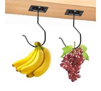 CINKSY 2PCS Self Adhesive Banana Hook Hanger Foldable Under Cabinet Banana Hook to Keep Bananas Fresh Heavy Duty Metal Banana Holder Space Saving Kitchen RV Hooks for Utensils