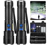 Cinlinso Rechargeable LED Flashlights High Lumens 2 Pack, 990000 Lumen Super Bright Flashlight, 7 Modes with COB Work Light, IPX7 Waterproof Powerful Flash Light for Home, Camping, Emergencies
