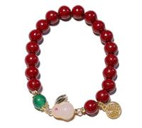 Cinnabar Bracelet Jade Rabbit Word Fu Happiness Charm Crystal Bracelet Strong Talisman Zodiac Animal White Bunny Feng Shui Wealth Bracelet Chakra Red Amulet/2203