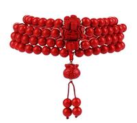 Cinnabar Crystal Feng Shui Bracelet - 108 Mala Beads with Money Bag Pendant for Wealth and Prosperity - Protective Talisman for Good Luck and Energy