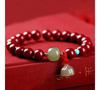 Cinnabar Crystal Feng Shui Wealth Pendant Hetian Jade Fortune Reiki Crystal Chakra for Women Men Talisman Natural Gemstone Good Luck,6mm