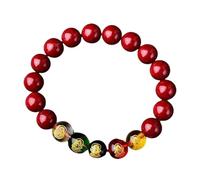 Cinnabar Fortune Band - Real Cinnabar Bead Prayer Bracelet, Wealth-enhancing Talisman Charm | Handcrafted Auspicious Wrist Adornment, Spiritual Energy Booster Accessory, Mindful Prosperity Symbo