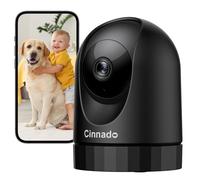 Cinnado Indoor Pet Camera, 2K Baby Monitor - Cameras House Security, Black | 360° Pan/Tilt CCTV, Smart Baby Monitor, Motion Tracking, 2-Way Talk, Night Vision, 24/7 TF Card Recording, Work with Alexa