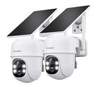 Cinnado Solar CCTV Camera Systems - 2K Security Camera Outdoor Wireless, House Security Solar Battery Powered, PIR Detection, 360° Color Night Vision, Siren, (2-Pack)
