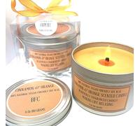 Cinnamon & Orange Scented Soy Wax Candle - 36 Hours Burn Time 8 Oz 180 Grams Soy Candle Silver Brush Finish Tin. Shipping on 48 Hour Tracked Service [Energy Class