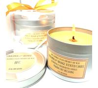 Cinnamon & Orange Scented Soy Wax Candle - Handmade BFC - Cinnamon & Orange Scented 52 Hours Burn Time14 Oz 300 Grams Soy Wax Candle Silver Brush Finish Tin. Scented Fragranced Candle.