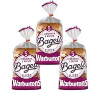 Cinnamon & Raisin Warburton Bagels Sliced 3 Packs of 5 Pcs (3x5 Bagels)