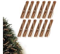 Cinnamon Sticks Ornaments - Natural Scented Christmas Decorations Set of 12 - Rustic Farmhouse Vintage Style for Xmas Tree - DIY Craft Bulk Pack - Home Fireplace Mantel Gift (Cinnamon Sticks)