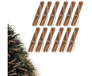 Cinnamon Sticks Ornaments - Natural Scented Christmas Decorations Set of 12 - Rustic Farmhouse Vintage Style for Xmas Tree - DIY Craft Bulk Pack - Home Fireplace Mantel Gift (Cinnamon Sticks)
