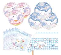 Cinnamoroll Birthday Decorations, 20 Plates, 20 Napkins and 1 Tablecover for Boys Girls Party Supplies