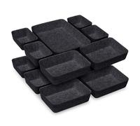 Cinnani Drawer Organizer, 14 Pieces, Felt Stacking Drawer Containers, 4 Sizes, Desk Drawer Organizer, Drawer Storage Boxes, Drawer Containers, Dark Grey