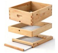 Cinnvoice 10 Frame Beehive Candy Board Quilt Box Combo Beehive Screened Bottom Board Dipped in 100% Beeswax Beekeeping Equipment for Hives Bee Feeder Assembled Winter Cover Well Overwintering Colonies