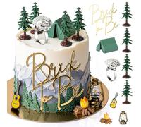 Cinnvoice 10 Pcs Bride to Be Cake Topper Happy Camping Party Theme Cake Decorations mini Fireside Camp Decor Set for Wedding Shower Engagement Bachelorette Hen Party Decorations