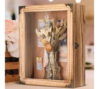 Cinnvoice 11x14 Inch Shadow Box Frame Depth 4.7in Shadow Boxes Display Cases with Cork Board Backing Rustic Burnt Wood Box for Flowers Bouquet Wedding Picture Photo and Keepsake(Rustic Brown)