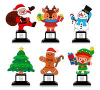 Cinnvoice 12 Pcs Christmas Trophy Set 4.7 Inch Wooden Trophy Award with Customized Stickers DIY Santa Claus Awards for Christmas Decoration Fun Party Favors Ornament, 6 Styles (Multicolor)