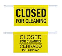 Cinnvoice 2 Pack Restroom Closed for Cleaning Sign 18 x 11.2 Inches Hanging Commercial Door Barricade Sign with 27.56 to 47.24 Inches Swivel Adjustable Rod for Restroom Bathrooms Cleaning Maintenance