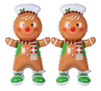 Cinnvoice 2 Pcs 61 Inch Christmas Balloons Giant Gingerbread Man Foil Balloons with Base Standing Gingerbread Man Balloon Decorative Foil Christmas Ornaments for Xmas Holiday Party Supplies