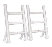 Cinnvoice 2 Pcs Wooden Tea Towel Ladder Rustic Hand Towel Stand Rack Mini Countertop Towel Stand Farmhouse Wood Counter Towel Holder for Bathroom Country Kitchen Office (White)