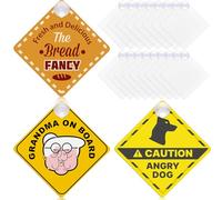 Cinnvoice 20 Pcs 4.5''x4.5'' Sublimation Blanks Suction Cup Car Window Sign PVC Removable Car Safety Warning Signs Sublimation Sign Blanks for DIY Craft Custom Design Work Heat Thermal Transfer