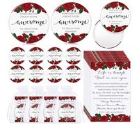 Cinnvoice 25 Set Inspirational Compact Mirror Bulk Valentine Gift for Women Mini Makeup Pocket Mirror with Motivational Cards Appreciation Gifts for Galentine Friends Sisterhood Coworker (Rose)