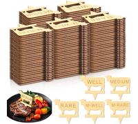 Cinnvoice 300 Pcs Rare Steak Markers, Wood, Beige, 1.97 Inch Meat Marker Sticks, Steak Temperature Sticks, Meat Doneness Picks, Paddle Skewers, for BBQ, Kitchen, Party or Buffets Food