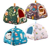 Cinnvoice 4 Pcs Guinea Pig Hideout, Guinea Pig Bed Tunnel, Rabbit Washable Small House Cage Accessories for Bunny Hedgehog Mouse Chinchillas Hamsters Ferrets Bearded Dragons Rats(Forest, 7 x 6.7 in)