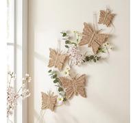 Cinnvoice 5 Pcs Handmade Wicker Butterfly Wall Decor Boho Butterflies Rattan Decor Rustic Garden Wall Hanging for Living Room Bathroom Patio Indoor Outdoor Display Summer Party Decorations