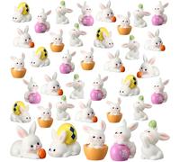 Cinnvoice 50 Pcs Easter Mini Bunny Figurines Resin Miniature Rabbit Figure Small Bunny Cupcake Toppers Bulk Rabbit Cake Decorations for Spring Easter Egg Fillers Party Supplies (Cute)