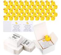 Cinnvoice 50 Sets Positive Emotional Support Bulk Appreciation Gifts Cute Resin Figurine Inspirational Ornaments with Cheer up Card Box for Cna Week Employee Coworkers Students Graduation(Duck)
