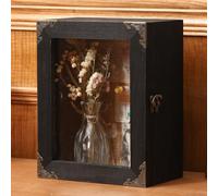 Cinnvoice 8x10 Inch Extra Deep Shadow Box Frame Depth 4.7in Shadow Boxes Display Cases with Cork Board Backing Rustic Burnt Wood Box for Flowers Bouquet Wedding Picture Photo and Keepsake(Black)