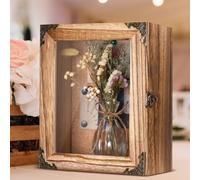 Cinnvoice 8x10 Inch Shadow Box Frame Depth 4.7in Shadow Boxes Display Cases with Cork Board Backing Rustic Burnt Wood Box for Flowers Bouquet Wedding Picture Photo and Keepsake(Rustic Brown)
