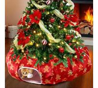 Cinnvoice Christmas Cat Tunnel Bed Fluffy Circular Dog Bed for Christmas Tree Warm Gingerbread Man Cat Cave with Hanging Ball Big Tube Playground Pet Toys for Indoor Kitten Puppy Rabbit Ferret