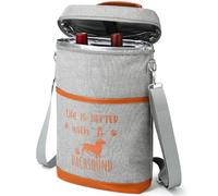Cinnvoice Dachshund Wine Gifts Wiener Dog Gifts Lover Wine Tote Carrier Bag Leakproof Insulated Padded Versatile liquor Cooler Bag for Men Women Christmas Party Travel(Grey)