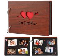 Cinnvoice Our First Year Scrapbook, 1-Year Down Photo Album for Couples Handmade DIY Memory Notebook Family Photo Album for Couples Husband Wife Memory Book(Our First Year-red)
