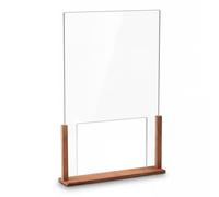 Cinnvoice Wood and Acrylic Sneeze Shield for Counter 24" x 16" Protective Freestanding Shield Guards Against Sneezing and Coughing Social Distancing Barrier for Counter Office Restaurant Desk