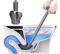 Cinola Upgraded Toilet Plunger with Holder, Wall Mounted Toilet Bowl Plunger with Hideaway Caddy, Dual Handle Plunger for Bathroom Built-in Drip Tray, RV Bathroom Accessories