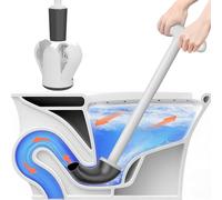 Cinola Upgraded Toilet Plunger with Holder, Wall Mounted Toilet Bowl Plunger with Hideaway Caddy, Dual Handle Plunger for Bathroom Built-in Drip Tray, RV Bathroom Accessories
