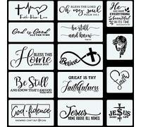 CINPIUK 14PCS Christian Stencils Painting on Wood, Bible Sign Motivational Saying Faith God Fidence Be Still Reusable Painting Stencils DIY Farmhouse Wood Signs for Home Office Decor