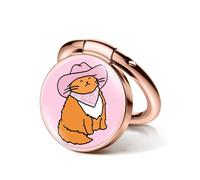 Cinpudo Phone Ring Holder Stand, Cowboy Cat Design, Rose Gold Metal Kickstand, 360° Rotation, Compatible with iPhone & Samsung Galaxy