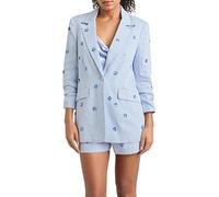 Cinq à Sept Women's Linen Suiting Pearl Ditsy Kylie Blazer, Blue Hydrangea, 2