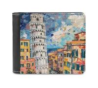 Cinque Terre and Pisa Tower Funny Men's Wallets Slim Front Pockets Bifold Wallet with ID Credit Card Holder