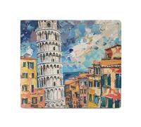 Cinque Terre and Pisa Tower Funny Wallets Slim Soft Front Pockets Bifold Wallet with ID Credit Card Holder