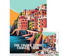 Cinque Terre Coastal Trail Italy Poster 1000 Piece Jigsaws for Teenagers Puzzle Strengthen Mind Clarity And Sharpness Calm Serene Leisure Activity (38x26cm)